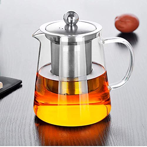 Teiera, teiera in vetro da 450ml Teiera con infusore, microonde e piano cottura sicuro, colino da tè per tè sfuso e tè in fiore.