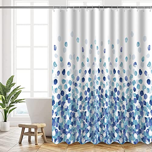 HANFU Tenda Doccia 180x200 cm, Tenda per Doccia Polyester Lavabile, Tende Doccia Asciugatura Rapida con 12 Ganci, Tenda Vasca da Bagno per Casa Hotel, Orlo Ponderato, Motivo Bolle Blu