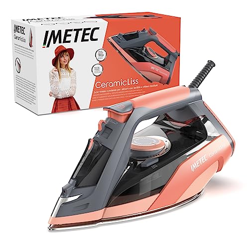 Imetec Ceramicliss - Ferro Stiro a Vapore - Quadrupla Protezione Anticalcare - Colpo Vapore 180 g - Piastra Ceramica Scorrevole - 2400 W - Antigoccia - Impugnatura Ergonomica - Risparmio Energetico