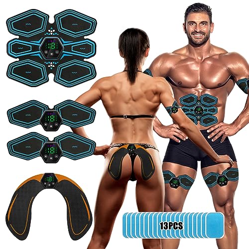 Elettrostimolatore Muscolare - Cintura Addominali Stimolatore,6 modalità e 19 intensità, USB Ricaricabile, Elettrostimolatore Glutei/Addome/Braccia/Gambe