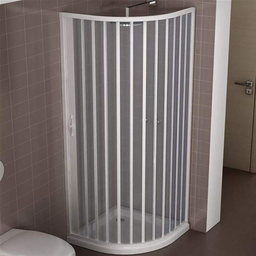 Hdcasa Box doccia riducibile in PVC 80x80 cm modello Roxana semicircolare pannelli semitrasparenti con apertura a soffietto laterale