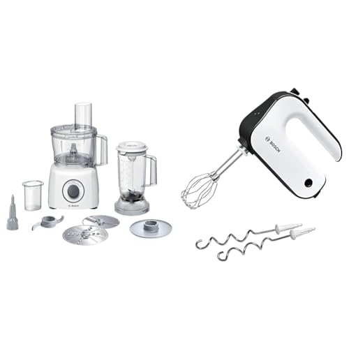 Bosch MCM3200W, MultiTalent 3 Robot da Cucina Multifunzione Compatto - Oltre 30 Funzioni, 800 W & MFQ4020, Sbattitore Elettrico, 450 W, 5 Velocità e Turbo, Fruste FineCreamer in Acciaio Inox