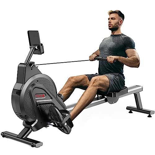 Dripex - Vogatore magnetico per uso domestico, per casa, palestra e allenamento cardio con guida a scorrimento in alluminio, 16 livelli di resistenza regolabili monitor LCD (Nero)