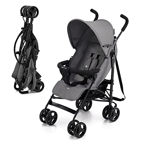 Kinderkraft TIK Passeggino Leggero, Solo 6,5 Kg, Passeggino a ombrello Passeggino Da Viaggio, Facile Da Piegare, Schienale Regolabile In Posizione Sdraiata, Copertura Antipioggia, Grigio