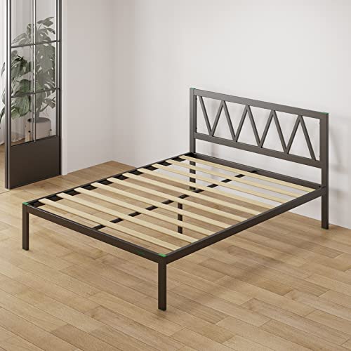 Novilla Rete Letto Una Piazza e Mezza 120x190 con Testiera e Pediera, Struttura Letto a Doghe in Legno, Spazio di Archiviazione Sotto al Letto, Perfetto per Tutti Tipi di Letti e Materassi, Nero
