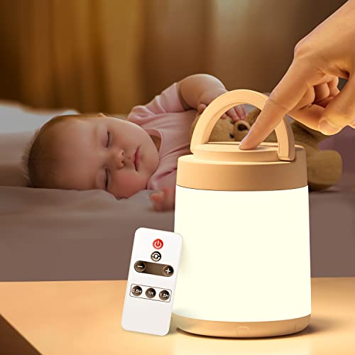 One Fire Luce Notturna Bambini Lampada da Comodino, 10 Colori Dimmerabile Lampada Led Ricaricabile, Telecomando+Timer Lampade da Comodino,Lampada Touch Lampada a Batteria Portatile Lampada Senza Fili