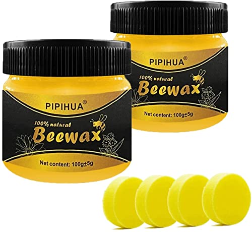 Cera D'Api Naturale, Per La Cura Del Legno, Cera Impermeabile, Dei Mobili E Protezione Legno Di In Lucidante Mobili, 2 X 100g Con 4 Spugne