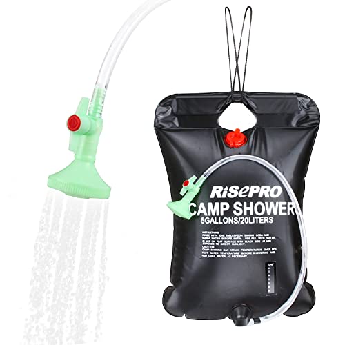 RISEPRO Doccia Solare Bag, 5 galloni/20l Bag Doccia Solare Riscaldamento Campeggio indicatore della Temperatura dell' Acqua Calda 45 °C Trekking Arrampicata C1004