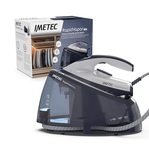 Imetec Rapidvapor Plus - Ferro da stiro generatore di vapore, pronto in 1 minuto, serbatoio 1,2 L, piastra con rivestimento Fluid Ceramic, colpo vapore da 300 g pressione della pompa di 5,5 bar