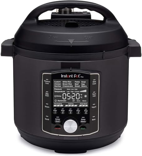 Instant Pot Pro 10 in 1 Electric Multi Cooker 1200W 5.7L - Pressure Cooker, Slow Cooker, Rice Cooker, Steamer, Sauté Pan, Steriliser, Yoghurt Maker, Sous Vide Device - Black Stainless Steel