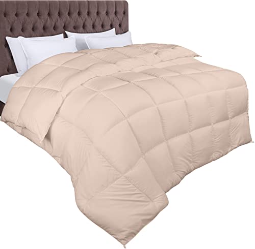 Utopia Bedding Piumone - Piumino Matrimoniale - Piumino Letto Matrimoniale - Trapunta Matrimoniale 100% Microfibra in Fibra Cava - (Beige, 220 x 240 cm- 370 gsm)