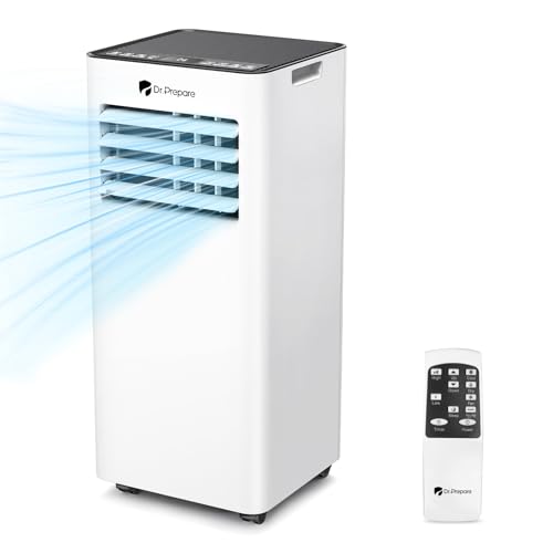 Dr.Prepare Condizionatore Portatile 9000 BTU 4-in-1 30m², Raffreddamento Deumidificazione Ventilatore e Modalità Sleep Controllo Touch/Telecomando, Timer 24H, 2 Tipi di Accessori di Installazioni