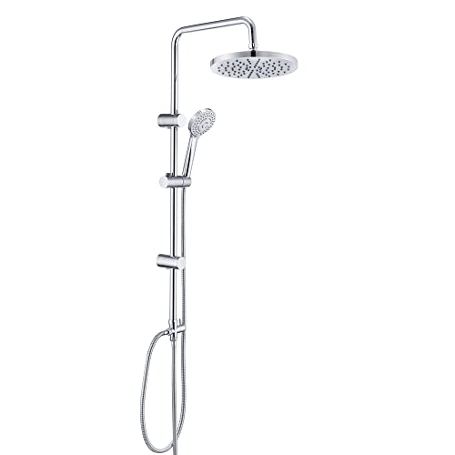JOHO Colonna Doccia INOX Colonna Doccia idromassaggio Set Doccia Fori Muro Regolabili Sistema Doccia a Pioggia Senza Miscelatore con Soffione e Doccetta in ABS D20cm