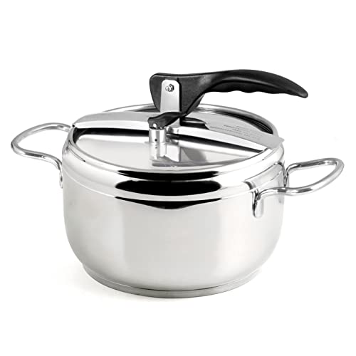 INOXPRAN - Pentola a Pressione, Acciaio Inox, Capienza 5 L, Triplo Fonto Adatto a Tutti i Piani di Cottura compreso l'Induzione, Cucina Rapida e Risparmio d'Energia, Lavabile in Lavastoviglie