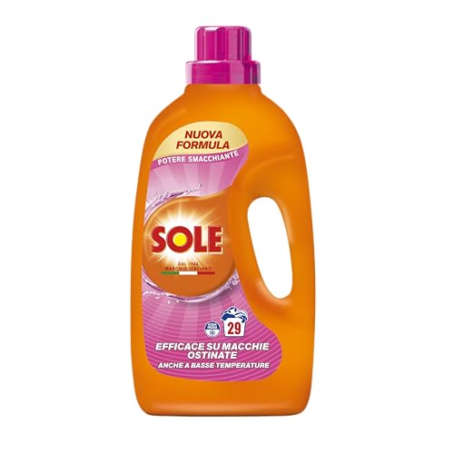 Sole Detersivo Lavatrice Potere Smacchiante 29 Lavaggi, Formula igienizzante, Detersivo Lavatrice Liquido Potere Smacchiante, rimuove le macchie a basse temperature