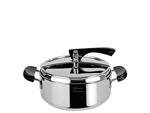 Lagostina La Classica Casseruola a Pressione con Cestello ed Ecodose, Ø 22 cm, 3.5 lt, Acciaio e Nero