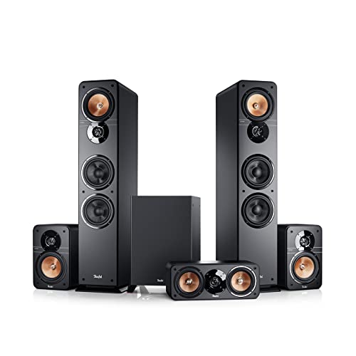 Teufel Ultima 40 Surround 5.1-Set, Set Altoparlanti Home Cinema 5.1 con Speaker Centrale, Posteriori, Subwoofer, con Suono Surround per Musica, Film e Videogiochi, Nero