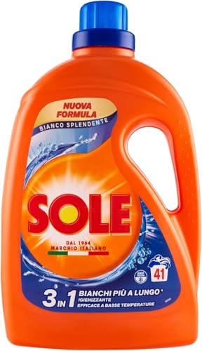 Sole Detersivo Lavatrice Proteggi colore 41 Lavaggi, Formula Bianco Splendente, Detersivo Lavatrice Liquido Proteggi colore, rimuove le macchie a basse temperature