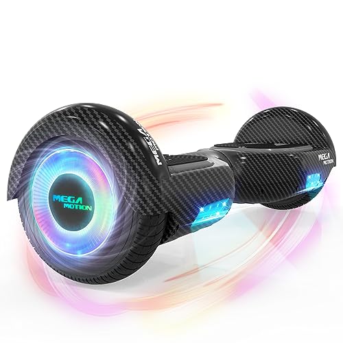 MEGA MOTION Hoverboards per Bambini, Hoverboards a due Ruote da 6,5 Pollici con Altoparlante Bluetooth, con Luci a LED, Regalo per Bambini e Adolescenti (Nero carbone)
