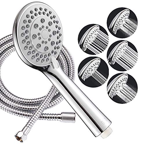 INEX EUROPA Soffione doccia, doccia idromassaggio rispano acqua, 5 modalità Spray, Tubo flessibile inox 175 cm