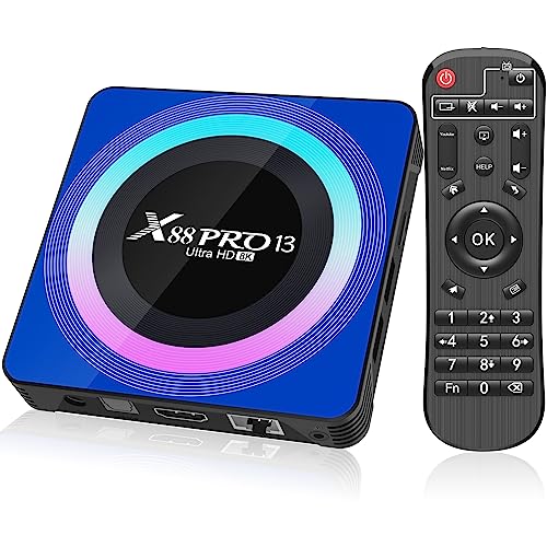 Android 13.0 TV Box, Android Box 4GB RAM 32GB ROM RK3528 Quad-Core Cortex-A53 GPU Mali-450, Box Android TV Supporto 8K 10/100M LAN Enternet 2.4G/5G Dual-Band WiFi 6 BT 5.0 USB 2.0/3.0, HDMI 8K TV Box