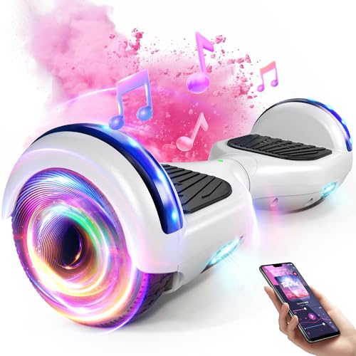 Hoverboard Completo per Bambini, Hoverboard con Luci LED e Bluetooth, Regalo per Bambini, Bianco