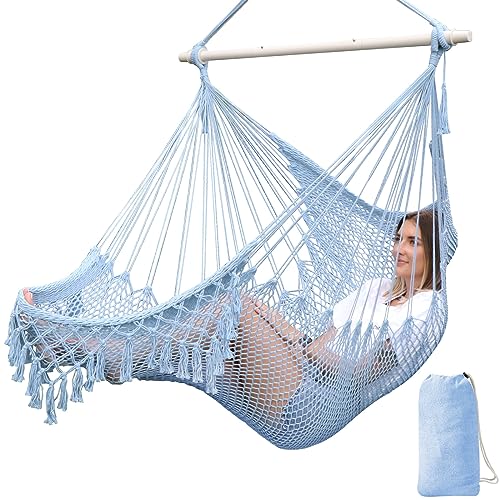 Chihee Sedie Sospese Sedia amaca super grande Sedia a corda in cotone morbido,Forte barra di diffusione in metallo pieghevole Ampio sedile pizzo Stretch Swing sedia Decorazione a tema interni,esterni