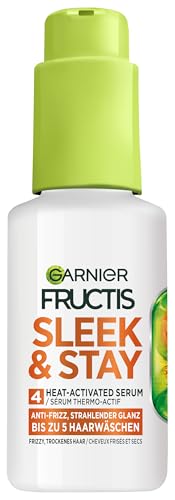 Garnier Fructis Sleek & Stay Heat-Activated Siero con alfa silana per capelli secchi e inclini al crespo, 50 ml