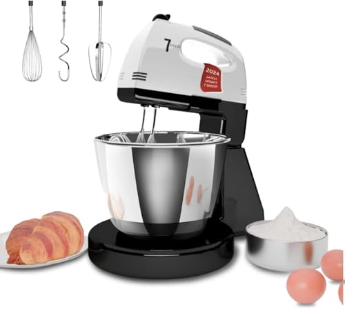 Impastatrice Planetaria, 7 velocità con ciotola in acciaio inossidabile 3QT, Robot da Cucina Multifunzione, supporto e sbattitore manuale con gancio per impastare, frusta (GH3)
