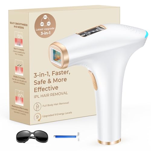 Haarlosy IPL Epilatore Luce Pulsata con 9 Livelli di Energia & 3 IN 1 HR/SC/RA per Uomini, Donne, Viso, Ascelle, Gambe, Corpo