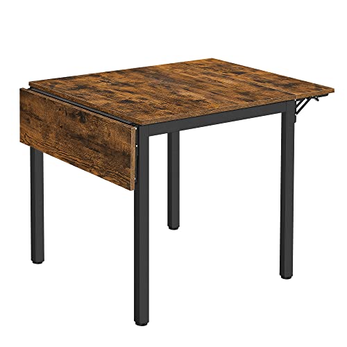 VASAGLE Tavolo da Pranzo Estensibile, Tavolo Pieghevole per 2-4 Persone, Tavolo da Cucina per Piccoli Spazi, Marrone Vintage e Nero Inchiostro KDT077B01