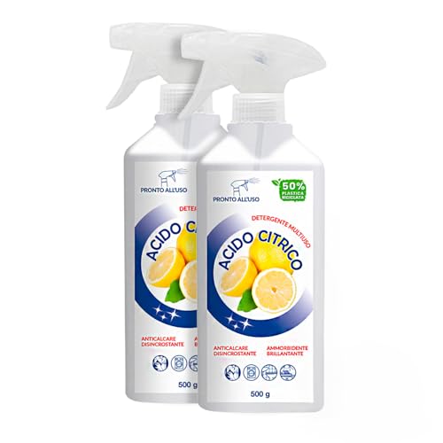 Avilia Spray Acido Citrico Multiuso 500ml – Acido Citrico Liquido Anticalcare e Disincrostante Naturale, Formulazione Concentrata al Limone per Pulizia Efficace su Tutte le Superfici