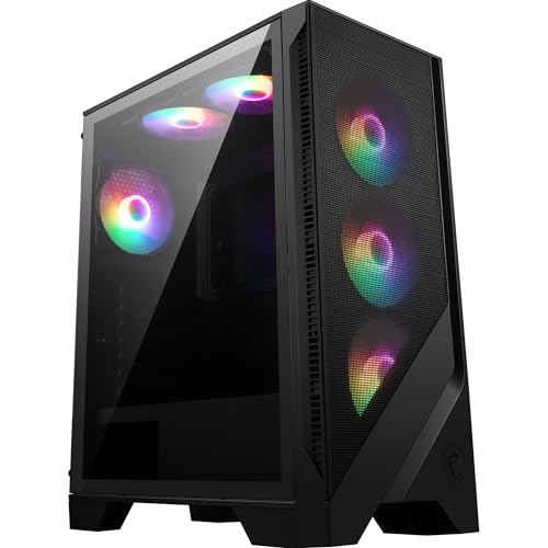 MSI MAG Forge 120A Airflow Case PC Mid Tower ATX, Micro-ATX & Mini-ITX, Vetro temperato, Pannello frontale mesh, 6 ventole Auto-RGB da 120 mm, Filtro antipolvere magnetico, Porte USB 3.2 Gen 1 Type-A