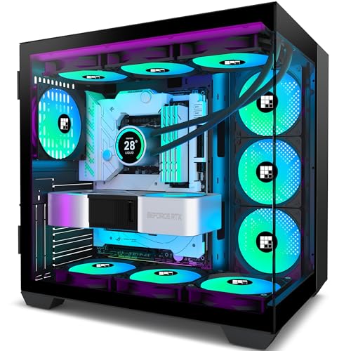 FOIFKIN Case PC – Ventola 6 PWM ARGB preinstallata, ATX Mid-Tower Gaming PC, vetro panoramico 270° con Type-C, F600, (nero)