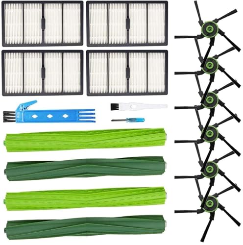 Parti di ricambio adatte per iRobot Roomba serie s9 (9150) s9 + s9 Plus (9550) Kit aspirapolvere robot Wi-Fi (2 spazzole in gomma 4 filtri 6 spazzole laterali)
