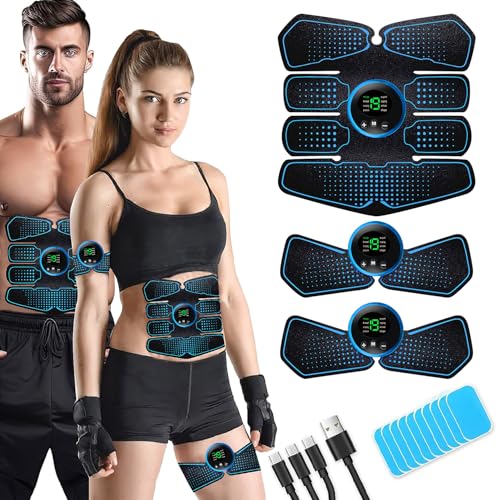 Elettrostimolatore Muscolare,EMS Stimolatore Addominale, Elettrostimolatore per Addominali,Cinture tonificanti,Addome/Braccio/Gambe/Waist/Glutei Massaggi-Attrezzi,USB Ricaricabile-Uomo/Donna