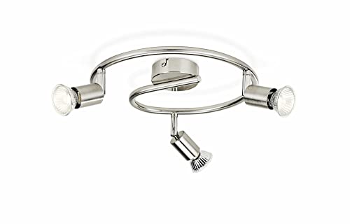 Philips LED Limbali Lampada Faretti a Spirale 3 Luci 3 x 50 W, Argento