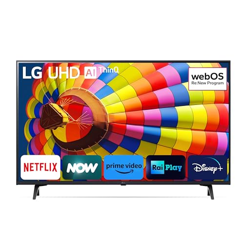 LG UHD 43'', Serie UT8000 2024, 43UT80006LA, Smart TV 4K, Ultra HD, Processore α5 Gen7, 20W, 3 HDMI, HDR10 Pro, Filmmaker Mode, Game Optimizer, Alexa, Wi-Fi, webOS 24, Telecomando Puntatore