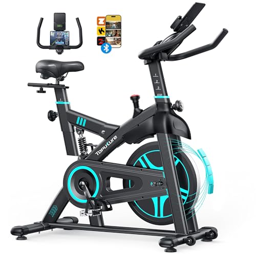 Toputure Cyclette da Casa con App, Cyclette per Casa a Resistenza Magnetica con Volano da 15kg, Supporto fino a 160kg, Design Compatto e Silenzioso per Allenamento Efficace a Casa