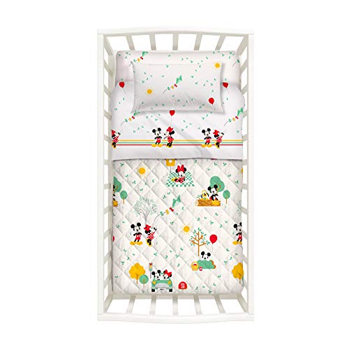 Caleffi 79602 Cotone Disney Minnie&Mickey Copriletto Primaverile, Naturale