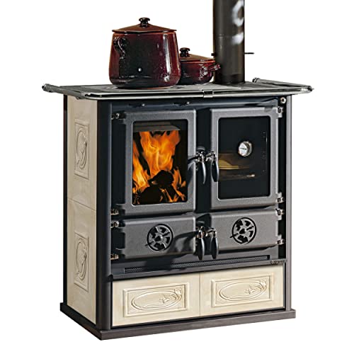 Stufa cucina a legna nordica rosetta bii ceramica liberty - panna
