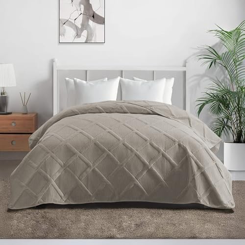 Il Gruppone Passione Casa Copriletto Trapuntato Matrimoniale Elegante Trapuntino Lavorazione Intrecciata Due Piazze Trapunta Coperta Leggera Coperta Letto Leggera Primavera Estate - Tortora