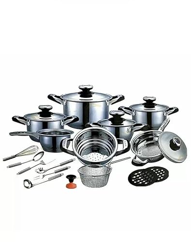 Set Batteria di Pentole 23 Pezzi in Acciaio Inox a Induzione Antiaderente A.M.C.