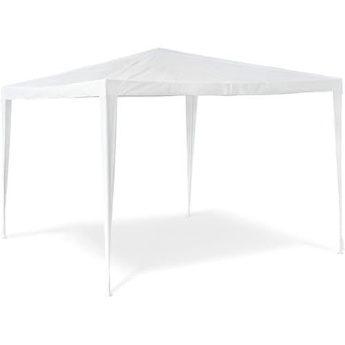 Bakaji Gazebo da Giardino 3x3 mt Struttura Tubolare in Metallo Telo di Copertura in Tessuto PE Impermeabile Facile Montaggio con Giunture a Scatto Ideale per Terrazzo Campeggio Stand e Fiere (Bianco)