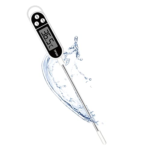 Jsdoin Termometro da Cucina Digitale a Lettura Istantanea con Sonda Lunga e Display LCD, Termometro Alimentare per Barbecue Carne Latte Olio Acqua