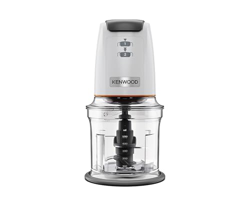 Kenwood EasyChop CHP61.000WH, Tritatutto a Quattro Lame, Ciotola da 0.5L, Azionamento a Pressione, 2 Velocità, Anello Antiscivolo, Lavabile in Lavastoviglie, Sistema Rompighiaccio, 500W, Bianco