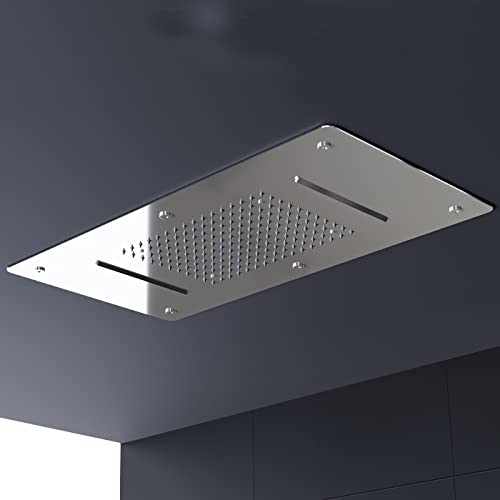 Soffione doccia con effetto-pioggia e cascata, installazione a soffitto- DPG 5017, 70 x 38cm