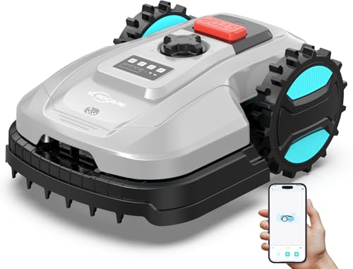 YARDCARE E400 Robot Tagliaerba con Controllo Tramite App,Fino a 400 m², Altezza di Taglio da 20-60 mm, Sensore di Pioggia,Robot Rasaerba 18 cm di Larghezza di Taglio,Meno di 60 dB