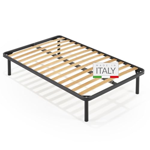NUVOLA Atena - Rete Una Piazza e Mezza 120x190 Ortopedica con Doghe in Legno, Struttura Letto Una Piazza e Mezza in Ferro con Traverso, per Tutti i Tipi di Letti e Materassi, Resistente, Made in Italy