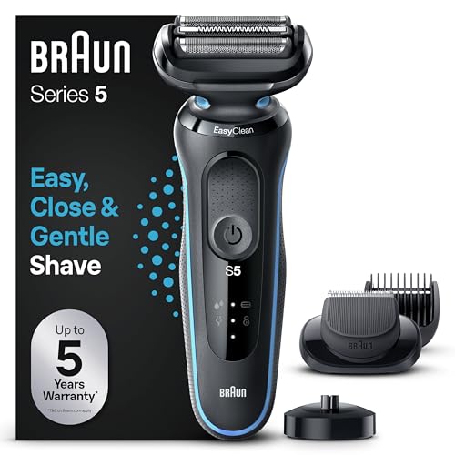 Braun Series 5 Regolabarba Uomo, Rasoio Elettrico Barba Braun Serie 5, Testina e Lame Flessibili, Accessorio Regolabarba Incluso E Base Di Ricarica, 100% Impermeabile E Ricaricabile, 51-M4500cs Menta